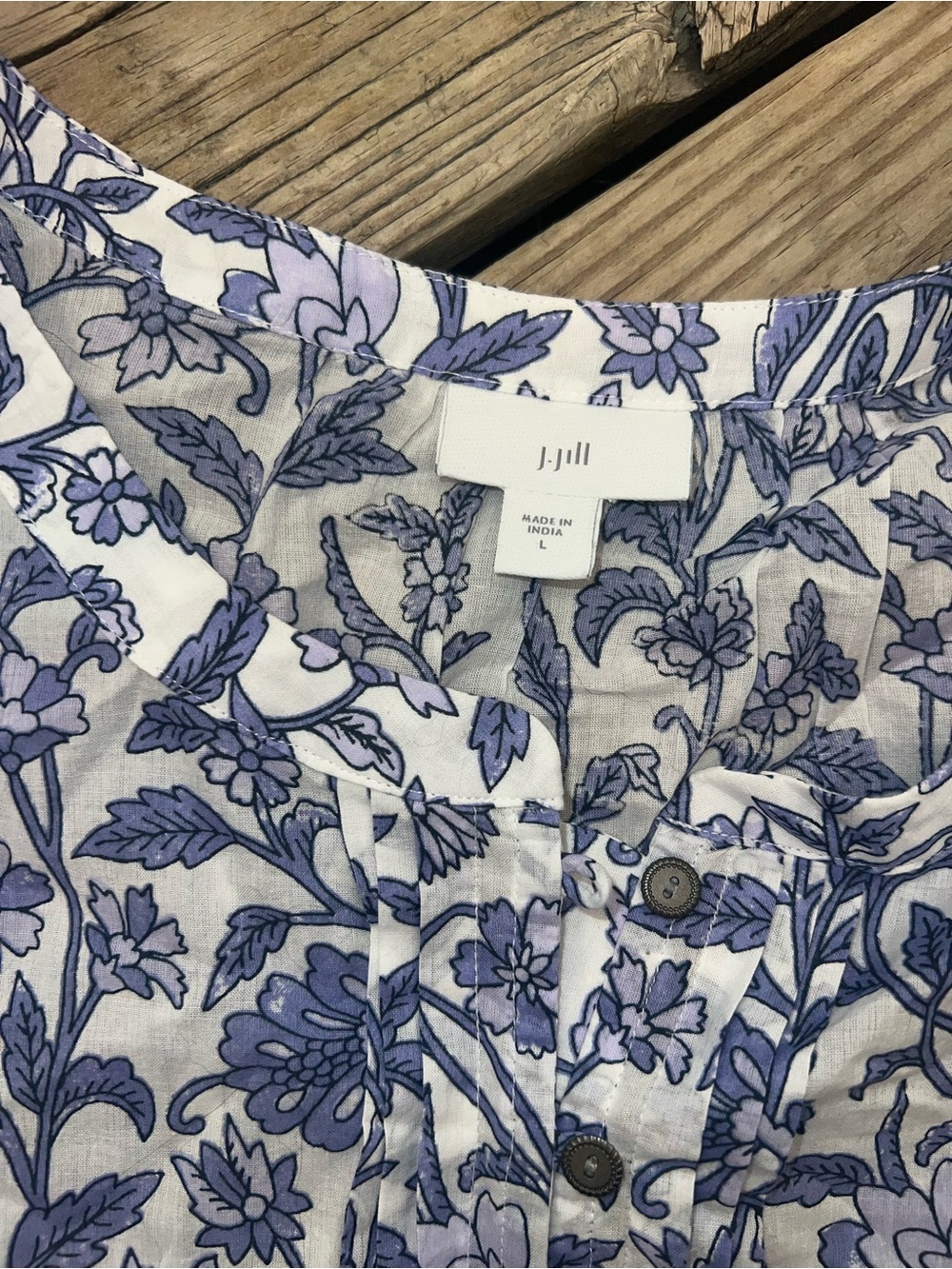 J. Jill Blue Floral Short-Sleeve Tunic - Picture 4 of 6